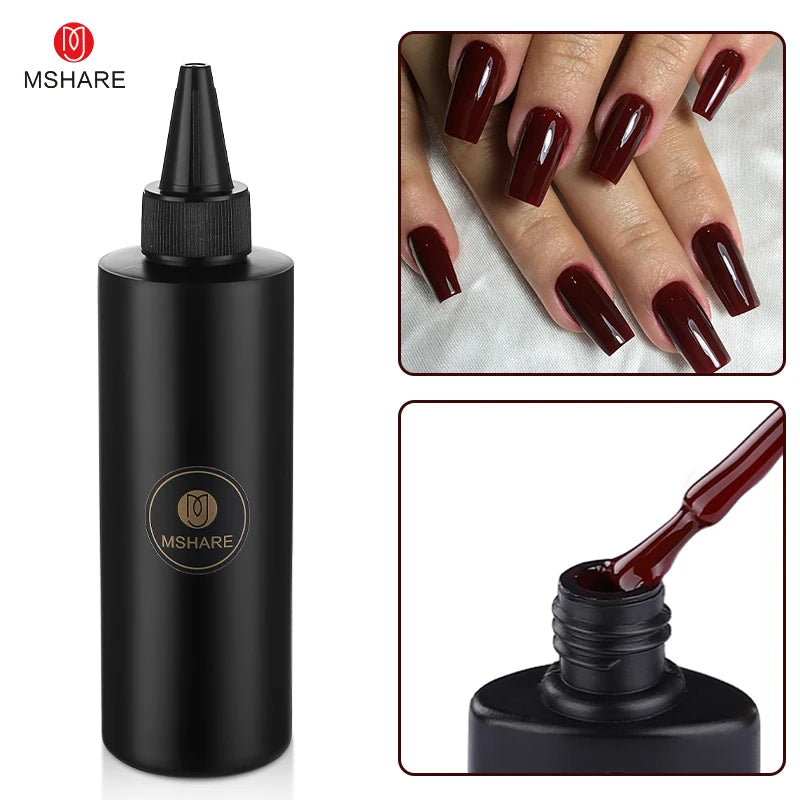 MSHARE 250ml Black White Nail Color Colour Milky White Gel Polish Semi Permanent Varnish Soak Off UV LED Nails