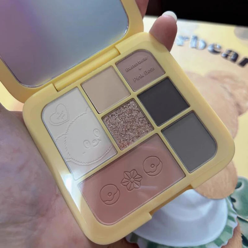 Pinkbear Butter Bear Gift Set Cosmetics Lip Glaze Nourishing Glitter Eyeshadow Makeup Set Box Full 7 Pcs Make Up Kit