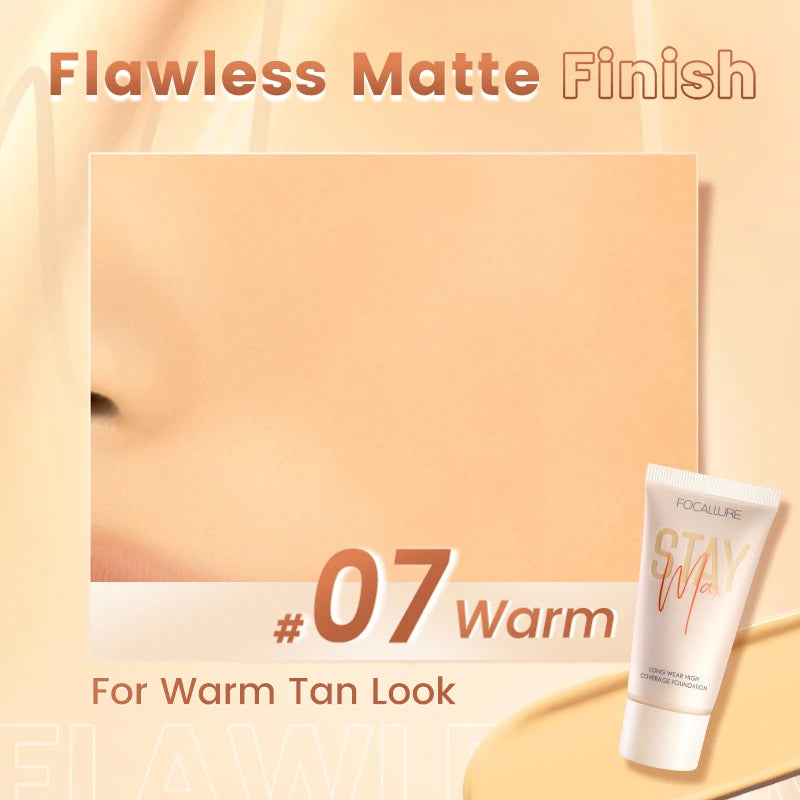 FOCALLURE Waterproof Liquid Foundation Cream Full Coverage Oil-control Long-lasting Lightweight Face Concealer Base Cosmetics