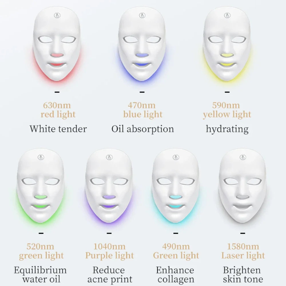 7 Colours LED Light Mask Rechargeable LED Mask Skin Care