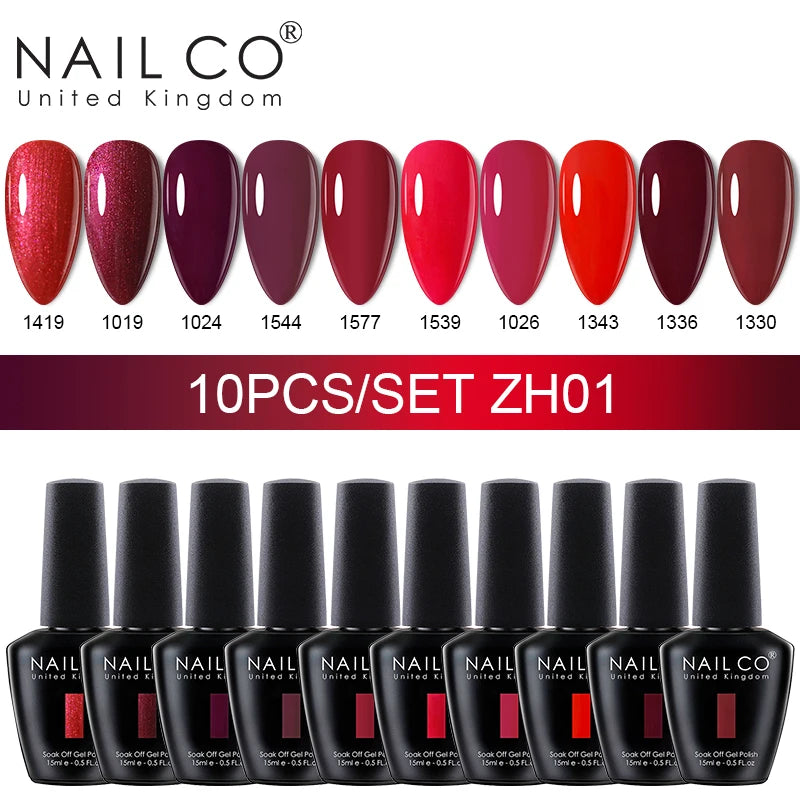 NAILCO 10Pcs 15ml Gel Nail Polish Set Hybrid Varnishes Nails Art Manicure Gel Polish Set Vernis Semi Permanent UV Gel Glue kit