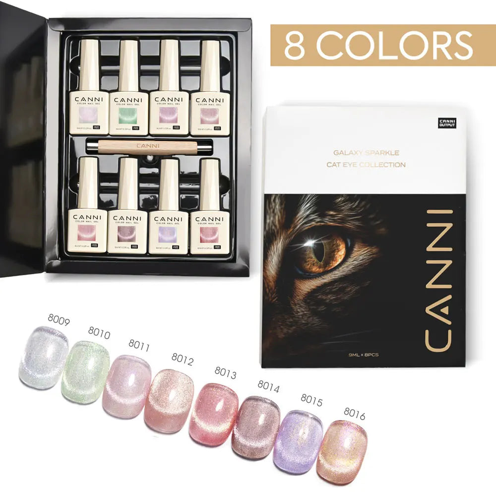 CANNI Diamond Sparkle Glitter Nail Gel Polish Kit Cat Eye Gel Nail Manicure Soak Off UV LED Super Texture Great Coverage Gel Set