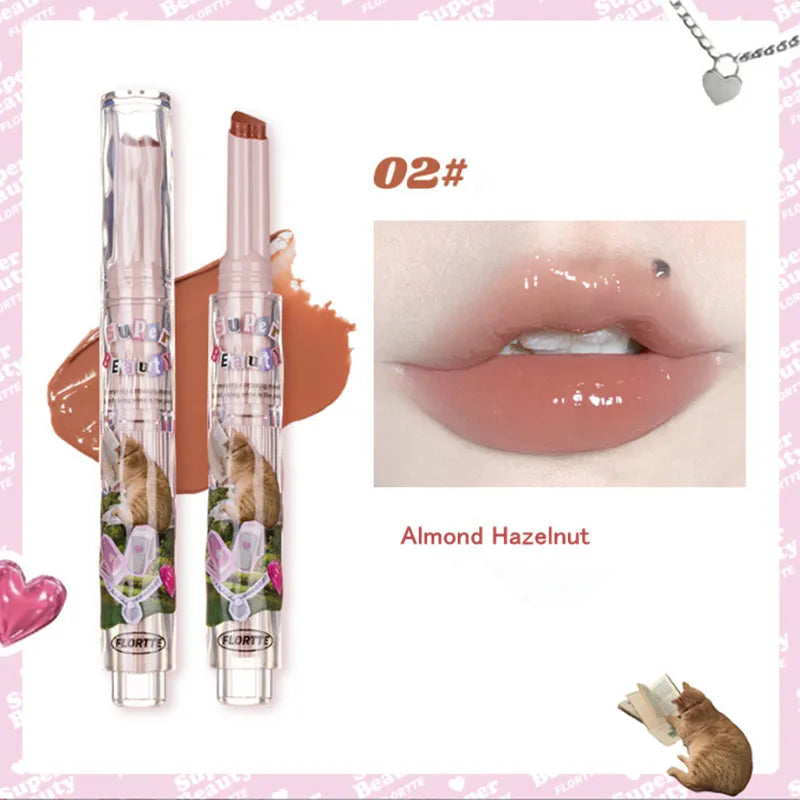 FLORTTE Watery Glow Lipstick Mirror Lip Balm Moisturizing Solid Jelly Lip Gloss Glass Lip Glaze Tint Makeup Beauty