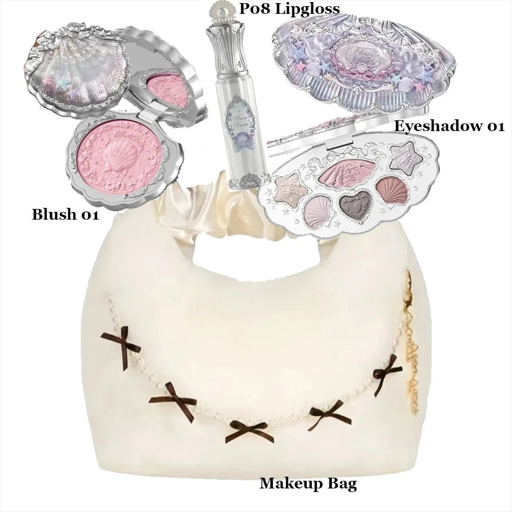 Flower Knows Strawberry Rococo Series Makeup Set Glitter Matte Eyeshadow Palette Blusher Power Velvet Lipstick Kit Perfume Set