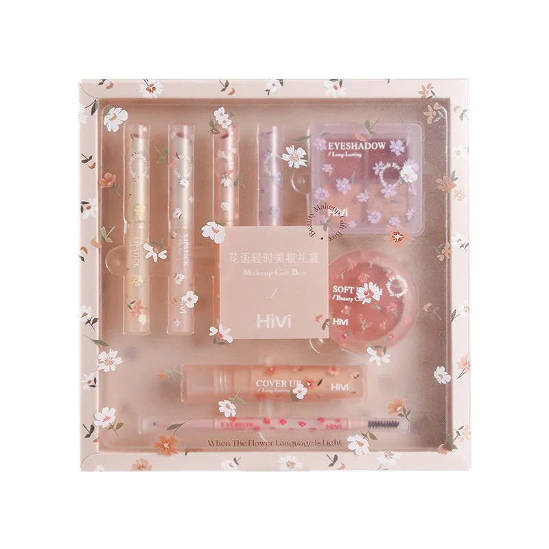 8 PCS Makeup Kit Waterproof Lipstick Eyebrow Pencil Concealer Blush Eyeshadow Palette Korean Cosmetics Full Set For Women