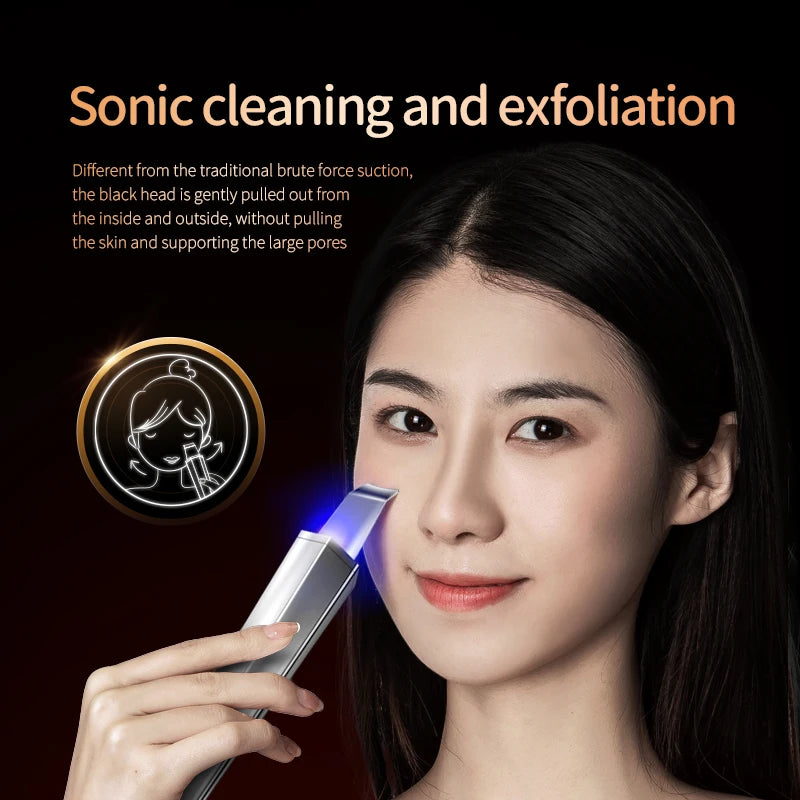 Ultrasonic Skin Scrubber - Rechargeable Blackhead Remover & Pore Cleanser, Portable Facial Cleansing Device for Acne Prone Skin