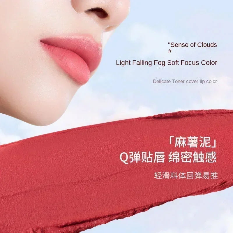 CHIOTURE Cosmetics 3IN1 Canned Lip Mud Velvet Blush Cream Matte Long Lasting Moisturizing Non Sticky Lipstick Cheeks Cute Makeup