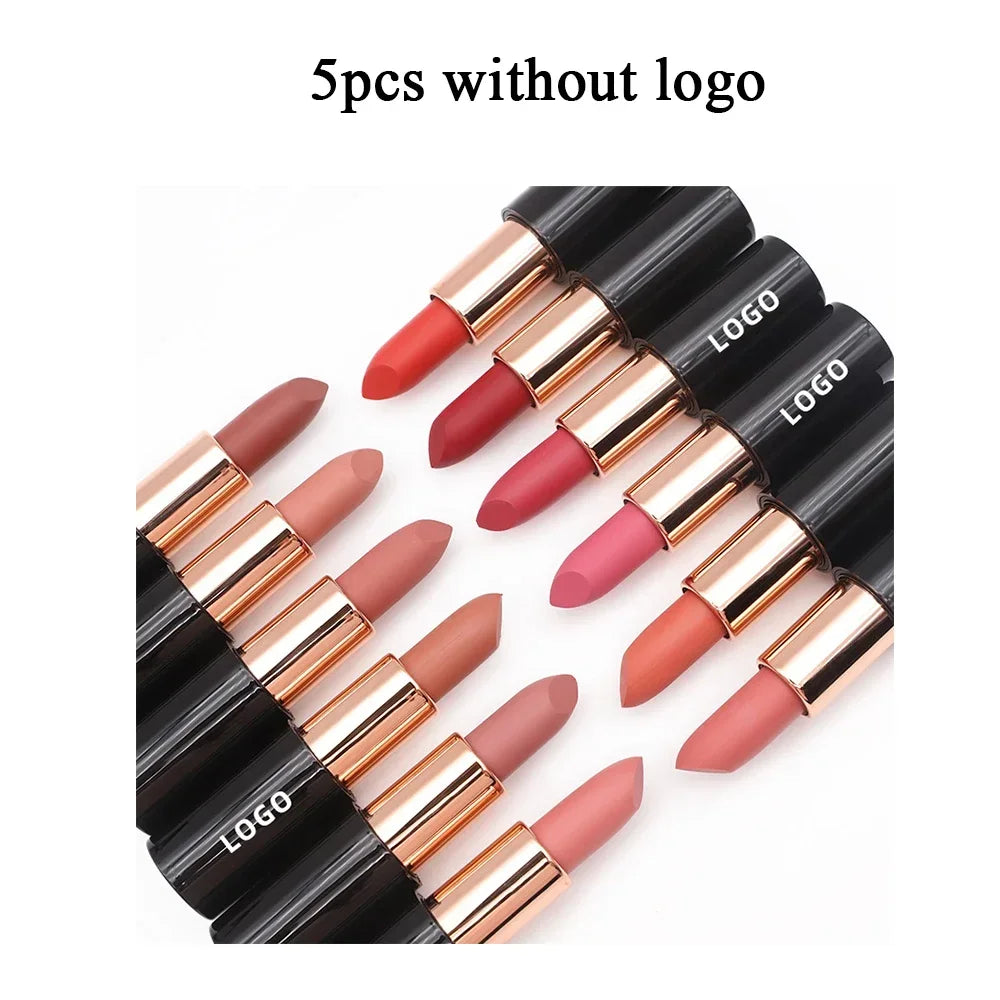 Custom 24colors Matte Waterproof Lipstick Long Lasting Non-fading Color Sexy Lips Beauty Makeup Cosmetics Bulk