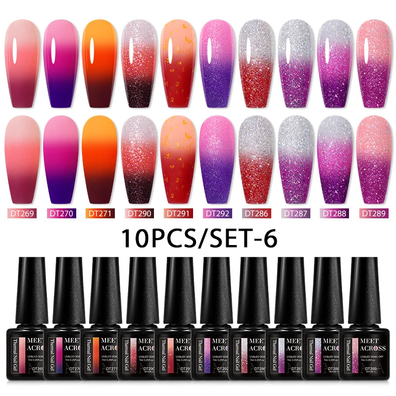 10-12Pcs/set Thermal Gel Nail Polish Set 3 Layers Color Change Nails Semi Permanent Gel Nail Polish For Manicure nail supplies