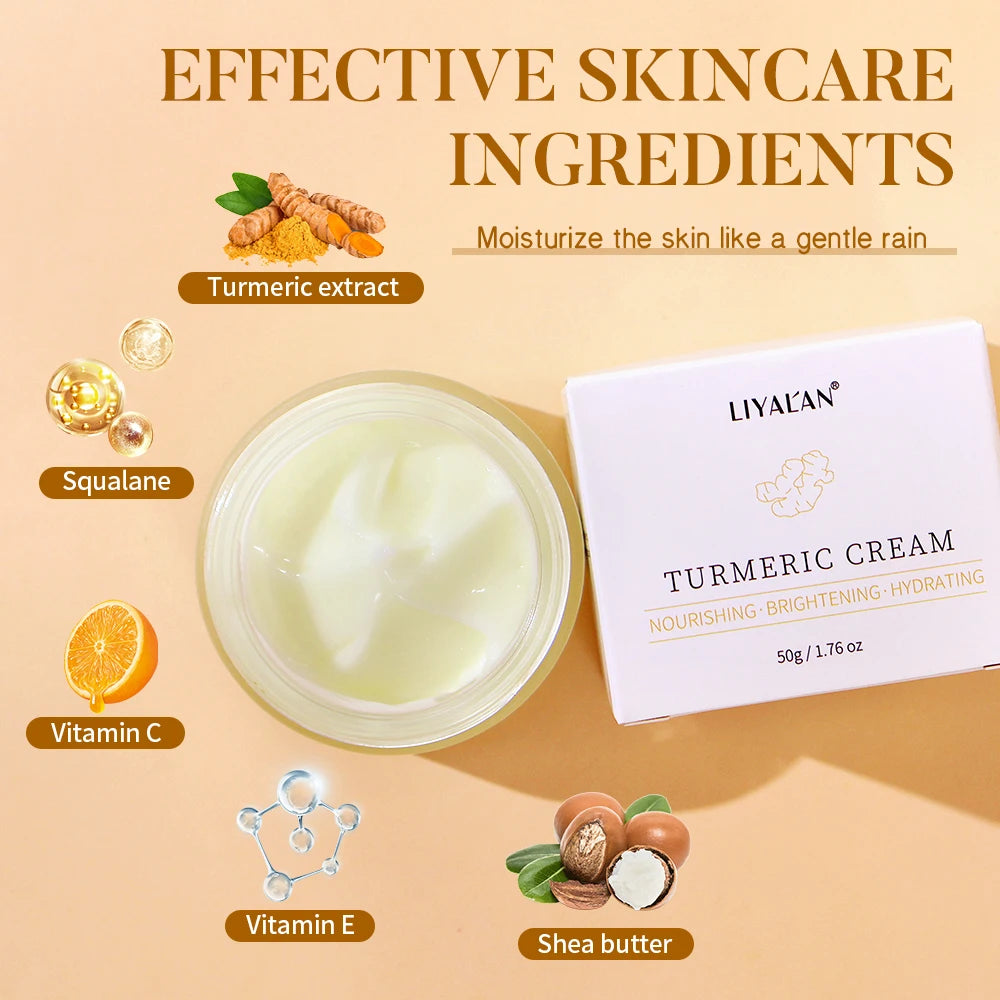 Turmeric Face Cream Lighten Dark Spots Blemished Skin Brighten Antioxidant Hydrated Repair Smooth Skin Facial Skin Care Lotion