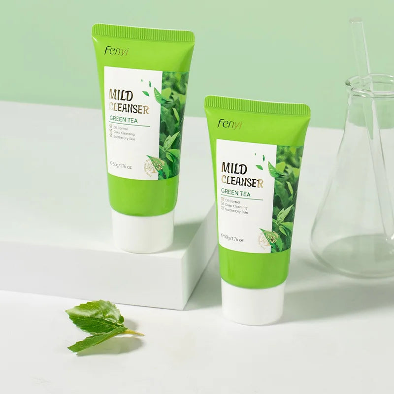 Green Tea Facial Cleanser Skin Deep Cleansing Moisturizing Blackhead Removal Skincare Face Wash Foam Face Cleanser Skin Care