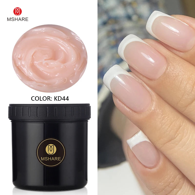 MSHARE 250g Natural Nude Translucent Hard Builder Jelly Gel Not Flow Nail Extension Stretching Construction Repair Broken
