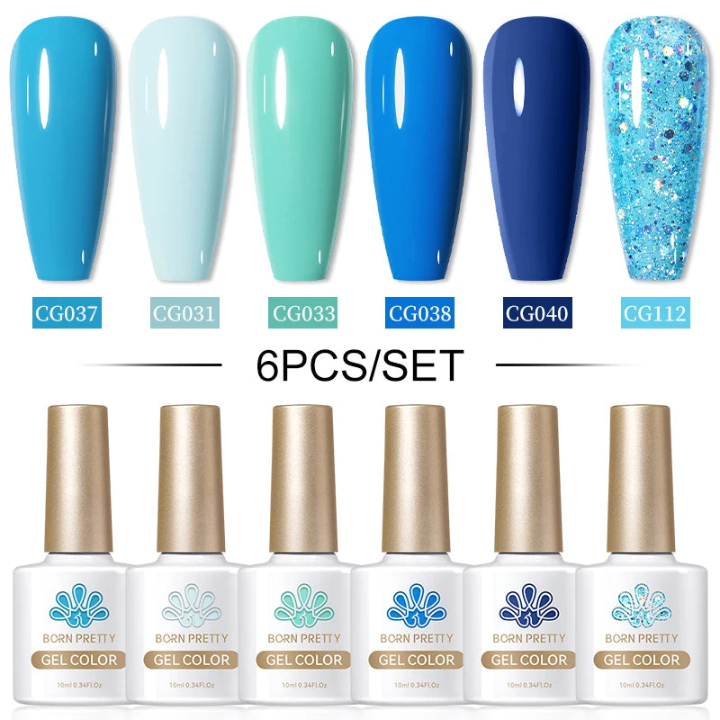 BORN PRETTY 6PCS Gel Polish Set 9D Polaris Cat Magnetic Soak Off UV LED Polish DIY Nail Art Manicure Varnish Base Top Coat