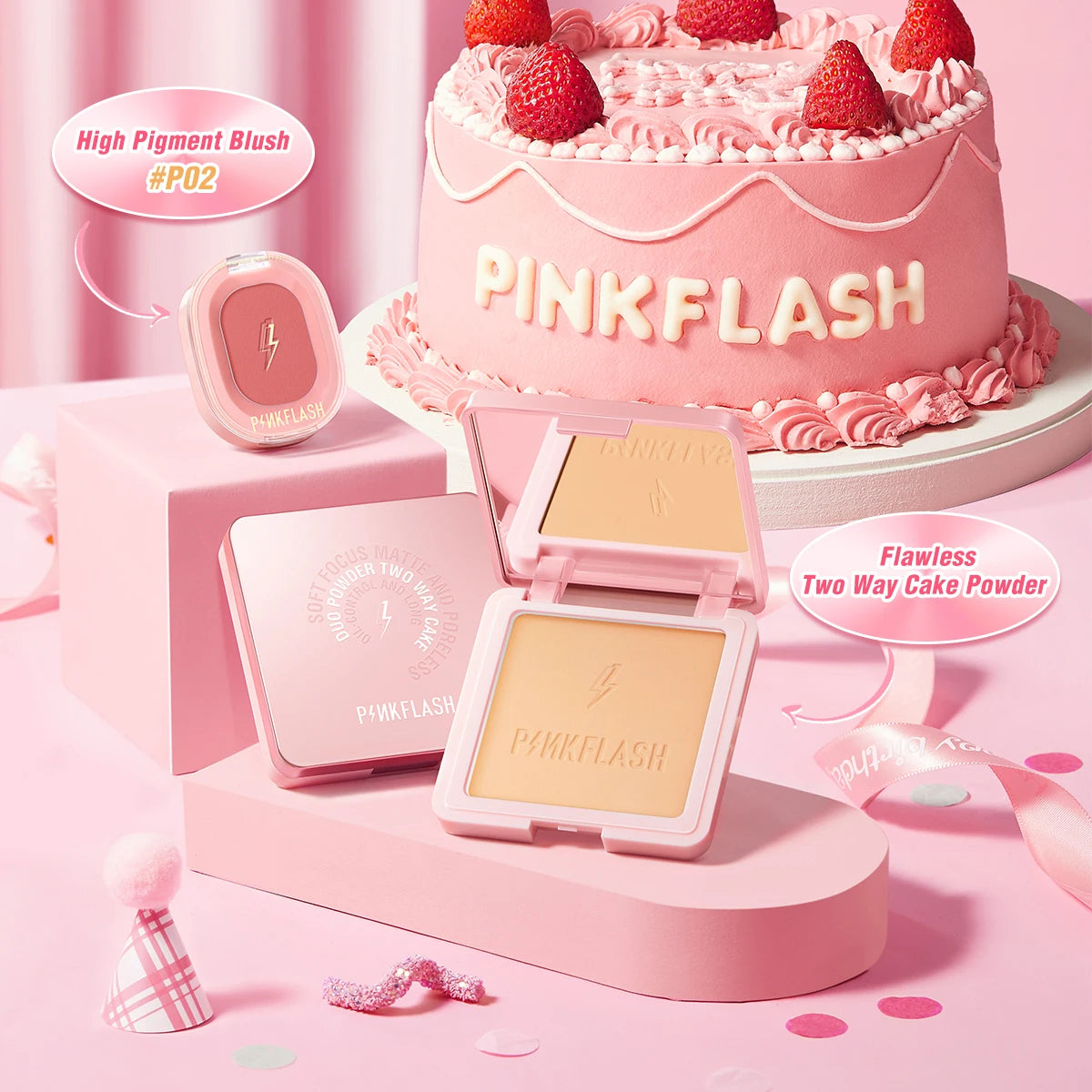 PINKFLASH 2 Anniversary Full Makeup Sets Waterproof Liquid Lipstick Face Concealer Eyeshadow Palette Mascara Eyebrow Cosmetics