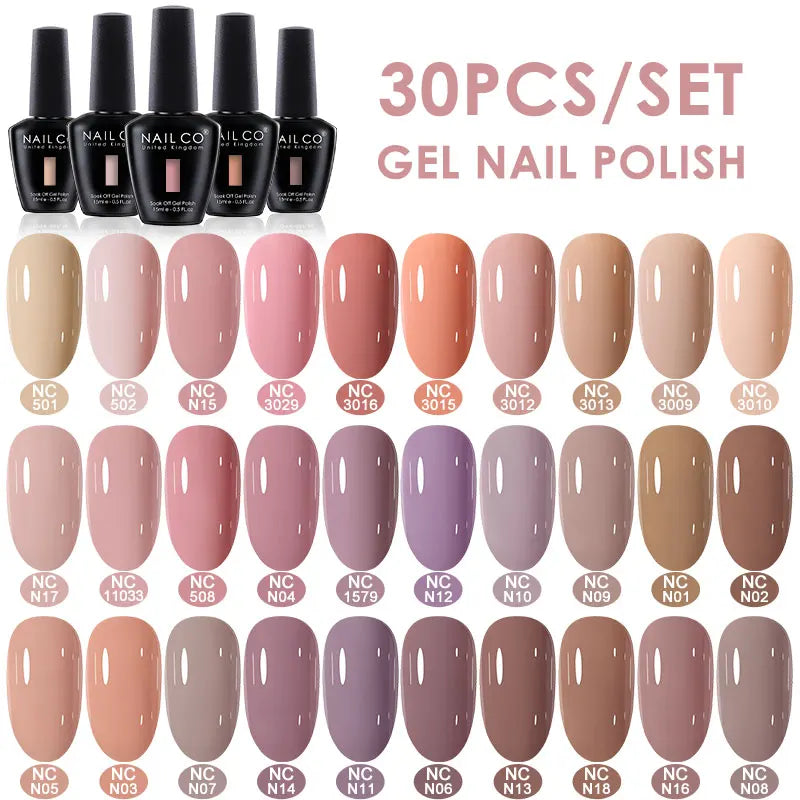 NAILCO 20/30Pcs Fluorescent Color Gel Nail Polish Set Semi Permanent UV LED Varnish Nail Art Design Soak Off Nail Gel Set 15ml