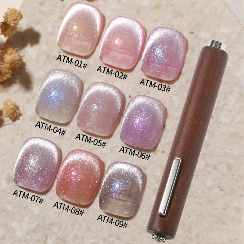AS 9pcs Cat Eye Magnetic Moonlight Gel Nail Polish Set 15ml Sparkle White Silver Water Light Red UV Gel Nail Art Manicure