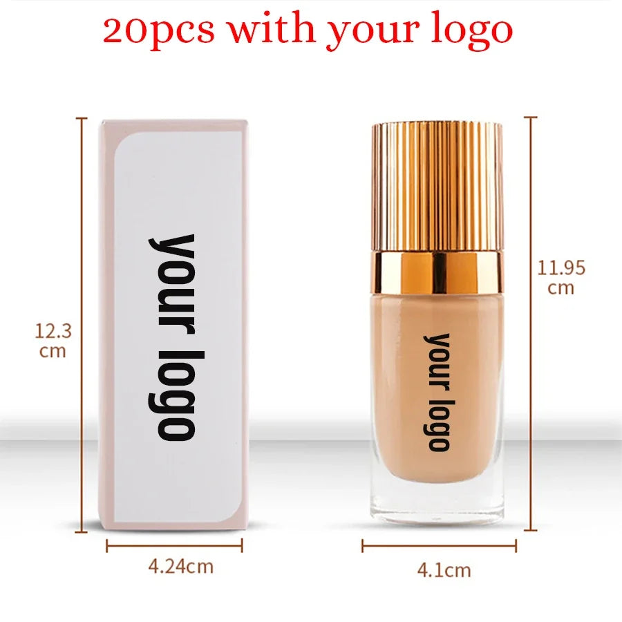 Private Label Full Coverage Matte Non-drying Concealer Long-lasting Liquid Foundation Custom Bulk Makeup Gold Stripe Cover