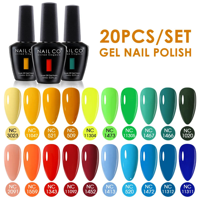 NAILCO 15ml 20/30pcs Gel Nail Polish Set Spring Summer Color UV Gel Nail Art All For Manicure  Gel Paint For DIY Professionals