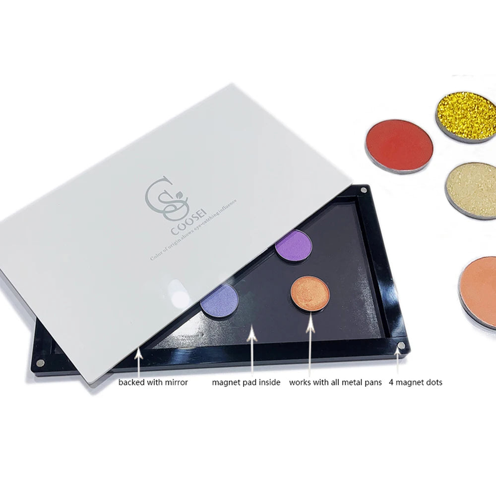 Coosei Brand New EMPTY Magnetic Eyeshadow Palette with Light Mirror DIY Acrylic Waterproof High-Gloss Eye Shadow Makeup Pallet