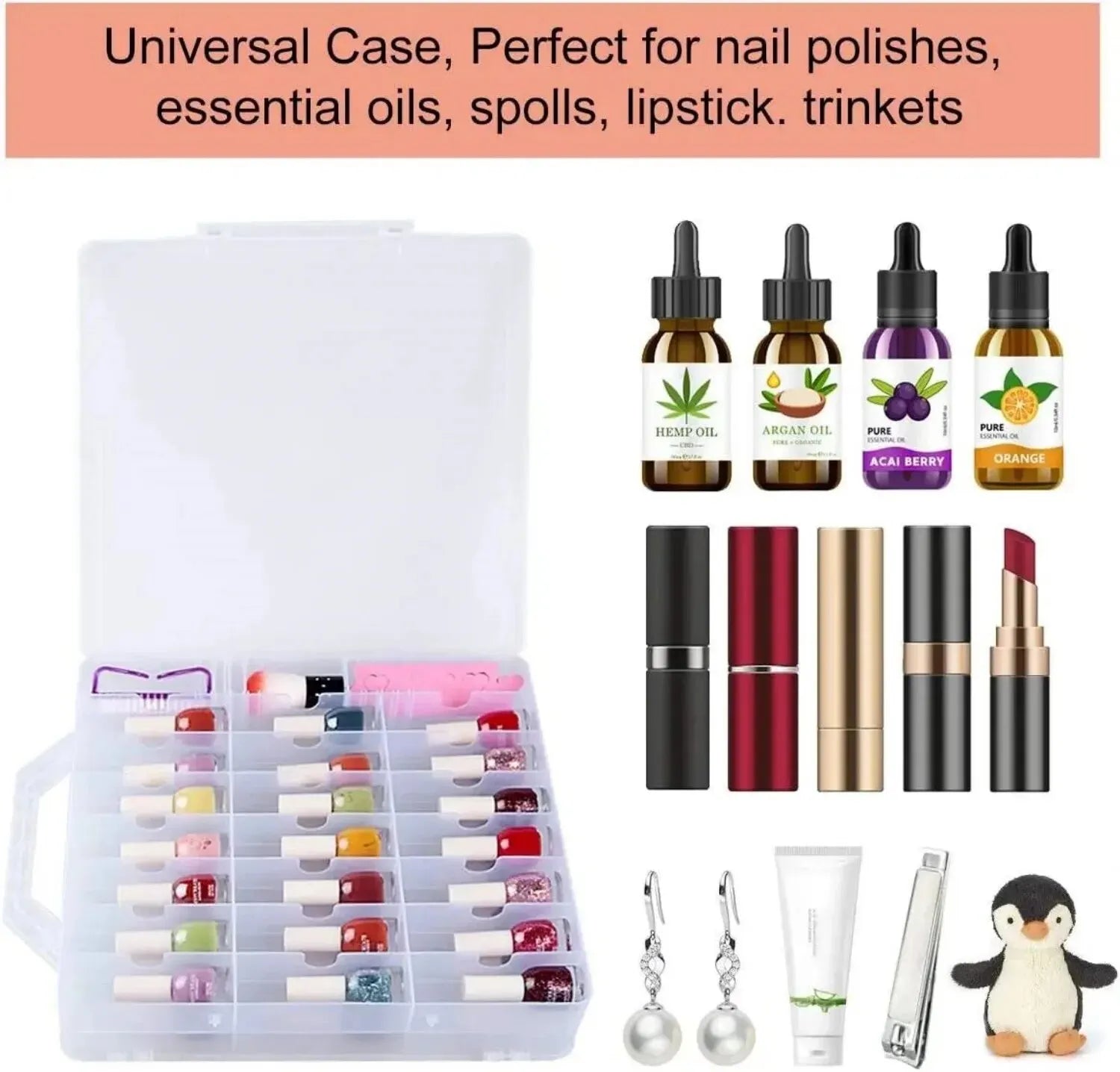 Portable Nail Polish Organizer Clear Double Side Nail Polish