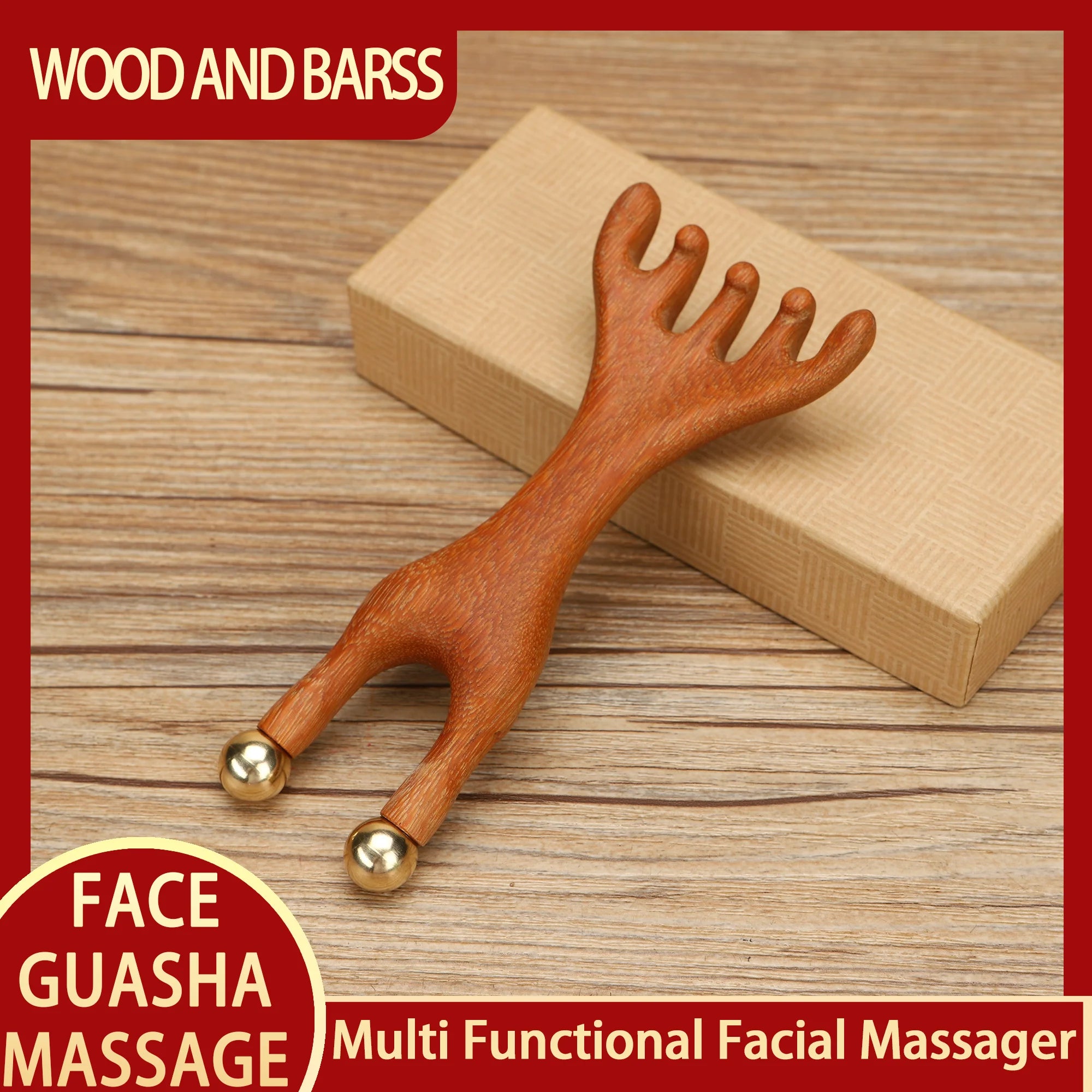 Head meridians massage comb copper wood meridians fine tooth comb needling Guasha scalp relax