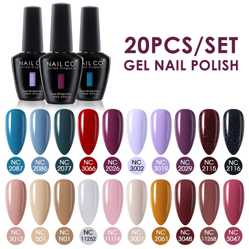 NAILCO 15ml 20/30pcs Gel Nail Polish Set Spring Summer Color UV Gel Nail Art All For Manicure  Gel Paint For DIY Professionals