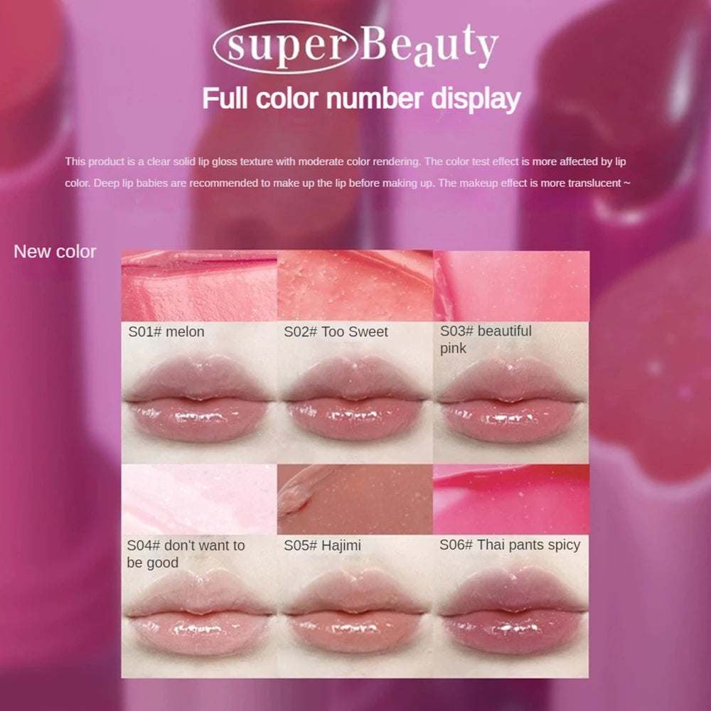 FLORTTE Love Shape Lipstick Flower Jelly Water Lip Gloss Clear Light Hydrating Lip Tint Non-stick Cup Korea Cosmetic