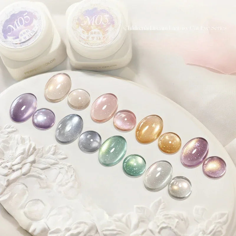 8 Colors Clear Cat Eye Nail Gel Polish Jelly Crystal UV Soak Off Gel Varnish Magnetic Nail Art Gel Lacquer All for Manicure 5ml