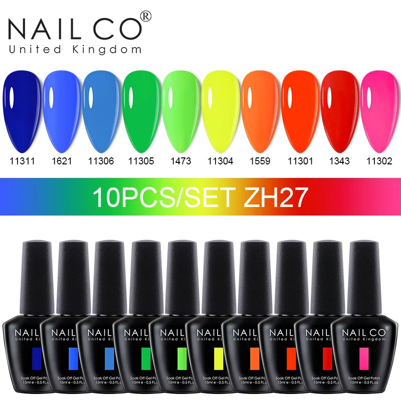 NAILCO 10PCS Set Jelly Color Macarone Gel Polish Set Gel Nail Art All For Manicure Semi-Permanent Varnish Hybrid Design Gel Kit