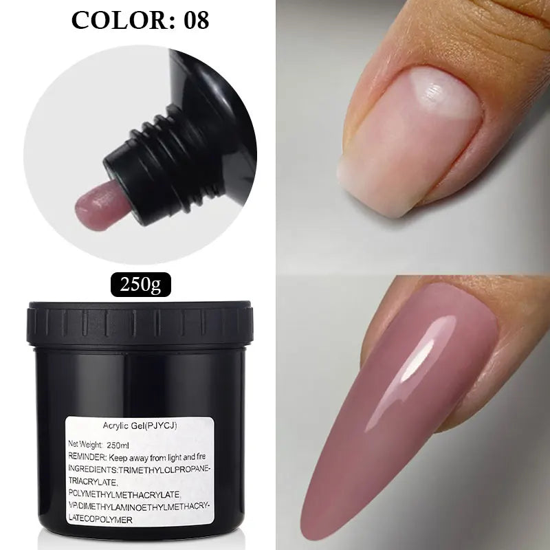 MSHARE 250g Clear Acrylic Gel Hard Gel For Nail Extension Pink Nude White Acrygel Hema Free Builder Nail Gel French Nails Art