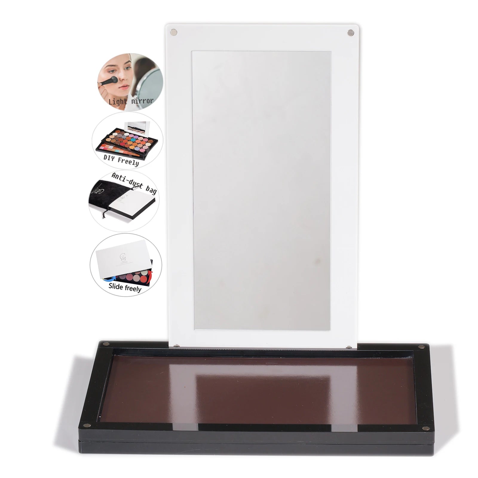 Coosei Brand New EMPTY Magnetic Eyeshadow Palette with Light Mirror DIY Acrylic Waterproof High-Gloss Eye Shadow Makeup Pallet