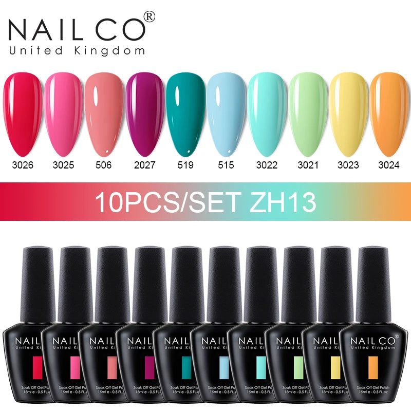 NAILCO 10PCS Set Jelly Color Macarone Gel Polish Set Gel Nail Art All For Manicure Semi-Permanent Varnish Hybrid Design Gel Kit