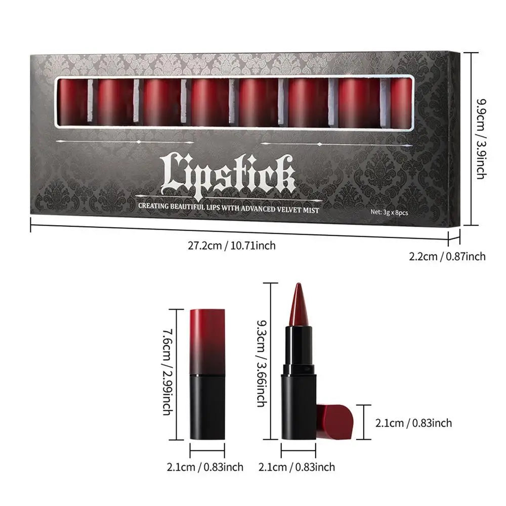 8pcs Tapered Gradient Lip Liner Matte Brown Redd Velvet Lipstick Nude Brown Lip Liner Pencil Kit Red Contour Tint Labial Makeup