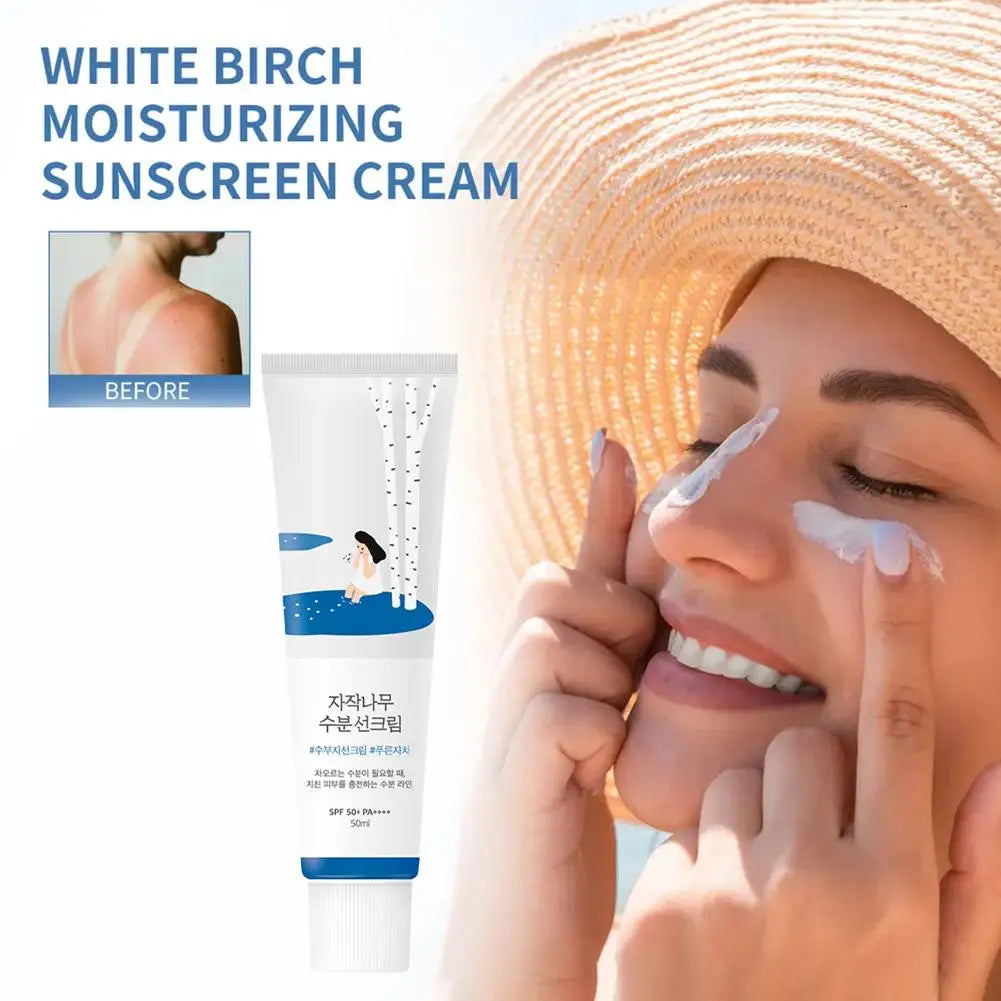 1/3Pcs Birch Juice Sunscreen SPF50+ PA++++ Creamy Sun Cream Moisturizing Strong UV Protection Sunblock Water Resistant Skin Care