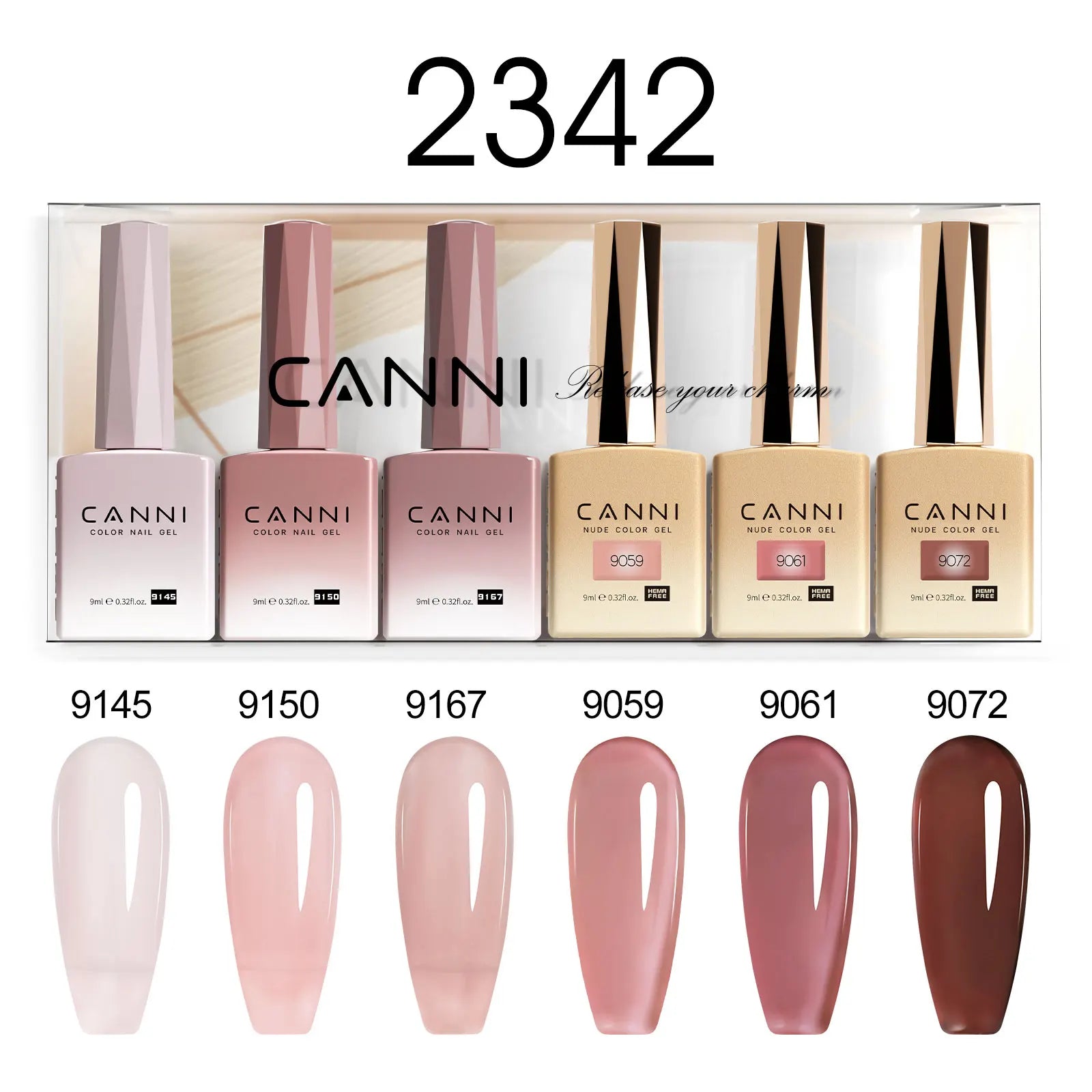 CANNI HEMA FREE Nail Gel Polish VIP Kit Jelly Amber Color Collection Semi Permanent French Nail Gorgeous Color 9ml*6pcs/set