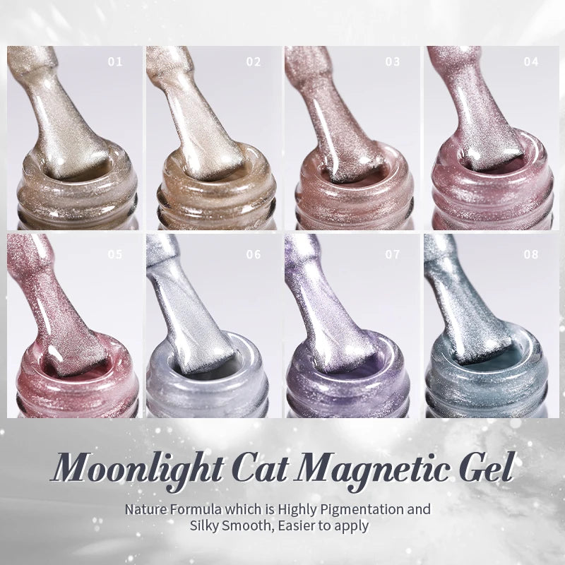 BORN PRETTY Sparkling Moonlight Cat Magnetic Gel Polish Set Semi Permanent Soak Off Crystal Gel Nail Polish Kit For Nail Art DIY