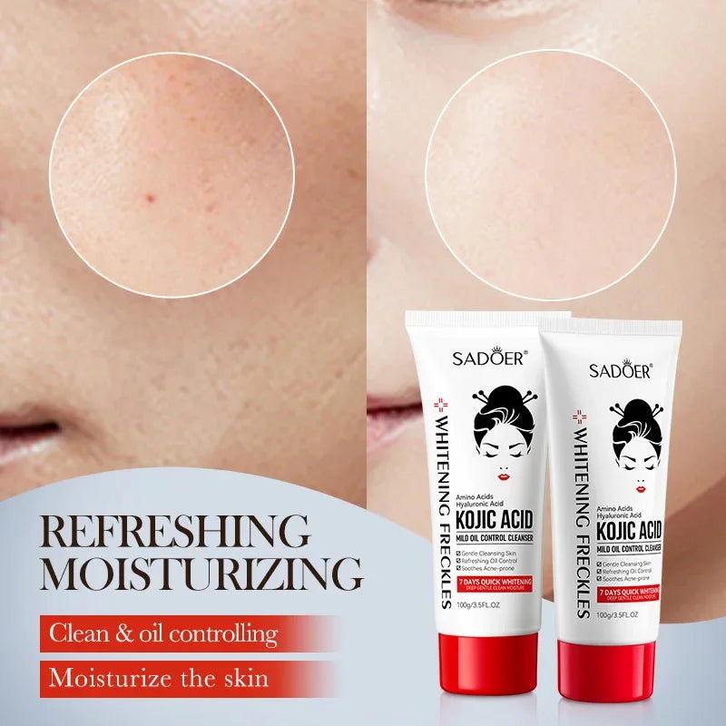 100ml Kojic Acid Skin Care Facial Wash Mild Oil Control Deep Moisturizing Cleansing and Nonirritating Face Cleanser Face Wash