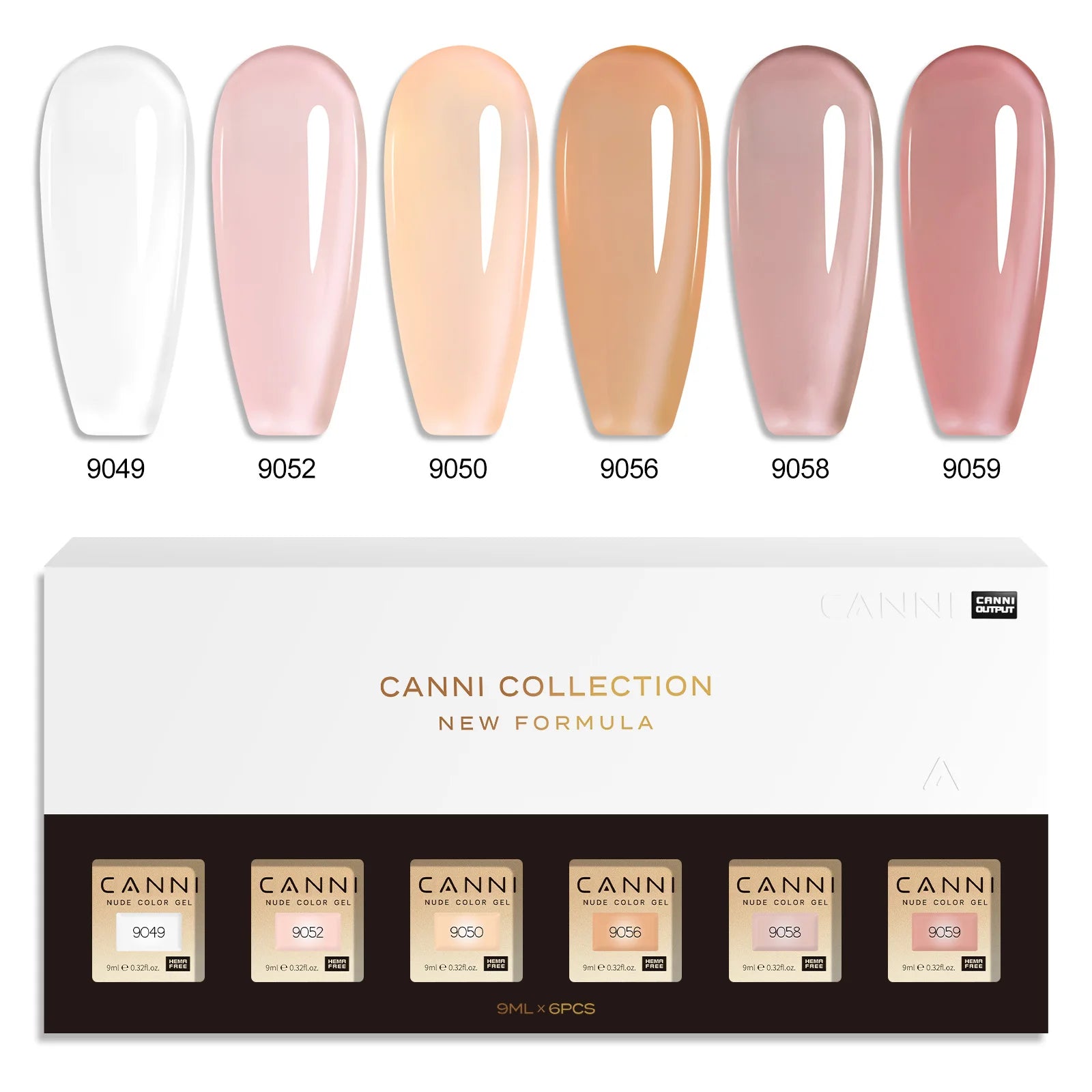 CANNI Nail Gel Polish Kit HEMA FREE Self Levelling Soft Status Soak Off UV LED Gorgeous Color Semi Permanent Varnish 6pcs/kit