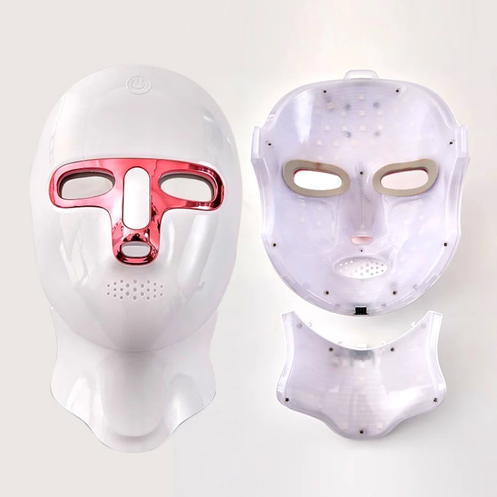 LED Facial Mask Face and Neck 7-1 Colors Light Therapy Skin Beauty Red Light  Facial Mask Wireless Rechargeable at Home Use