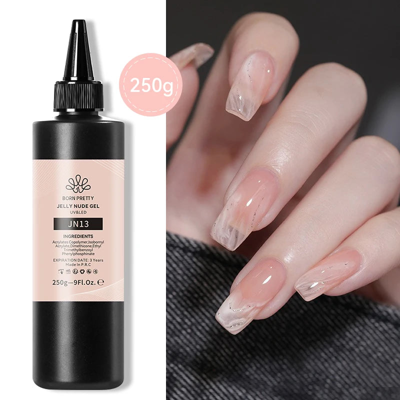 250g BORN PRETTY Milky White Jelly Gel Nude Pink Transparent Semi Permanent Gel Nail Polish Manicure Soak Off UV LED Gel Varnish