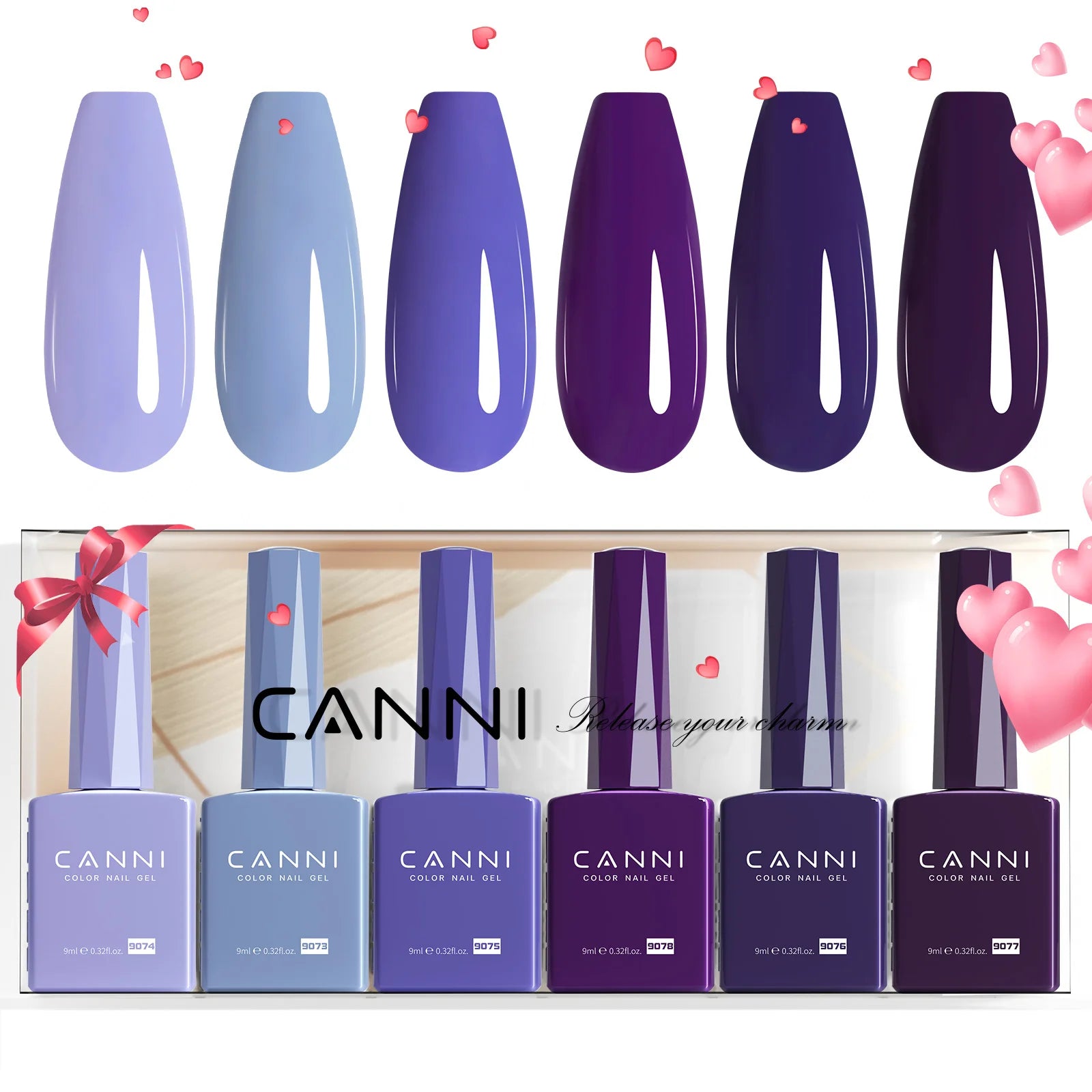 Upgraded HEMA FREE CANNI Nail Gel Polish Kit Light Purple Collection Jelly Pink Natural French Nail Design Soak Off UV LED Nails