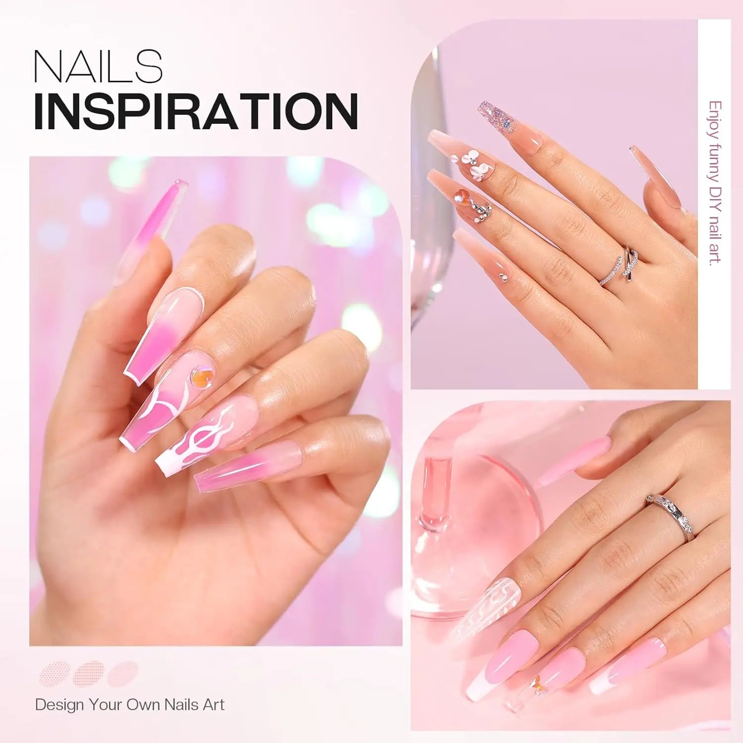 Poly Nail Gel Set - 8 Colors Pink Poly Extension Gel Professional Poly Nail Gel Packs for Beginners for Nail Extension DIY Art