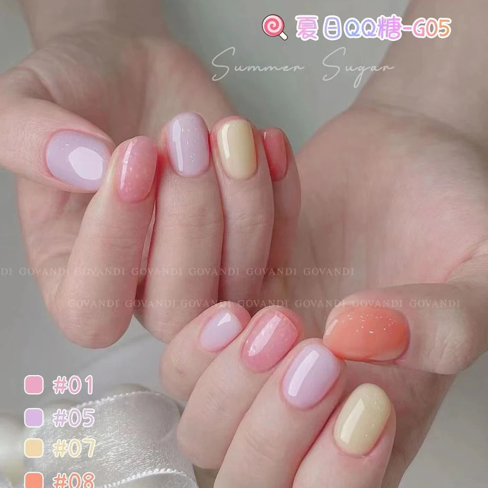 Summer Candy Translucent Gel Nail Polish Set UV Soak Off Gelpolish Nail Art Gel Polish Primer Manicure Nails Gel Lacque 8 Color