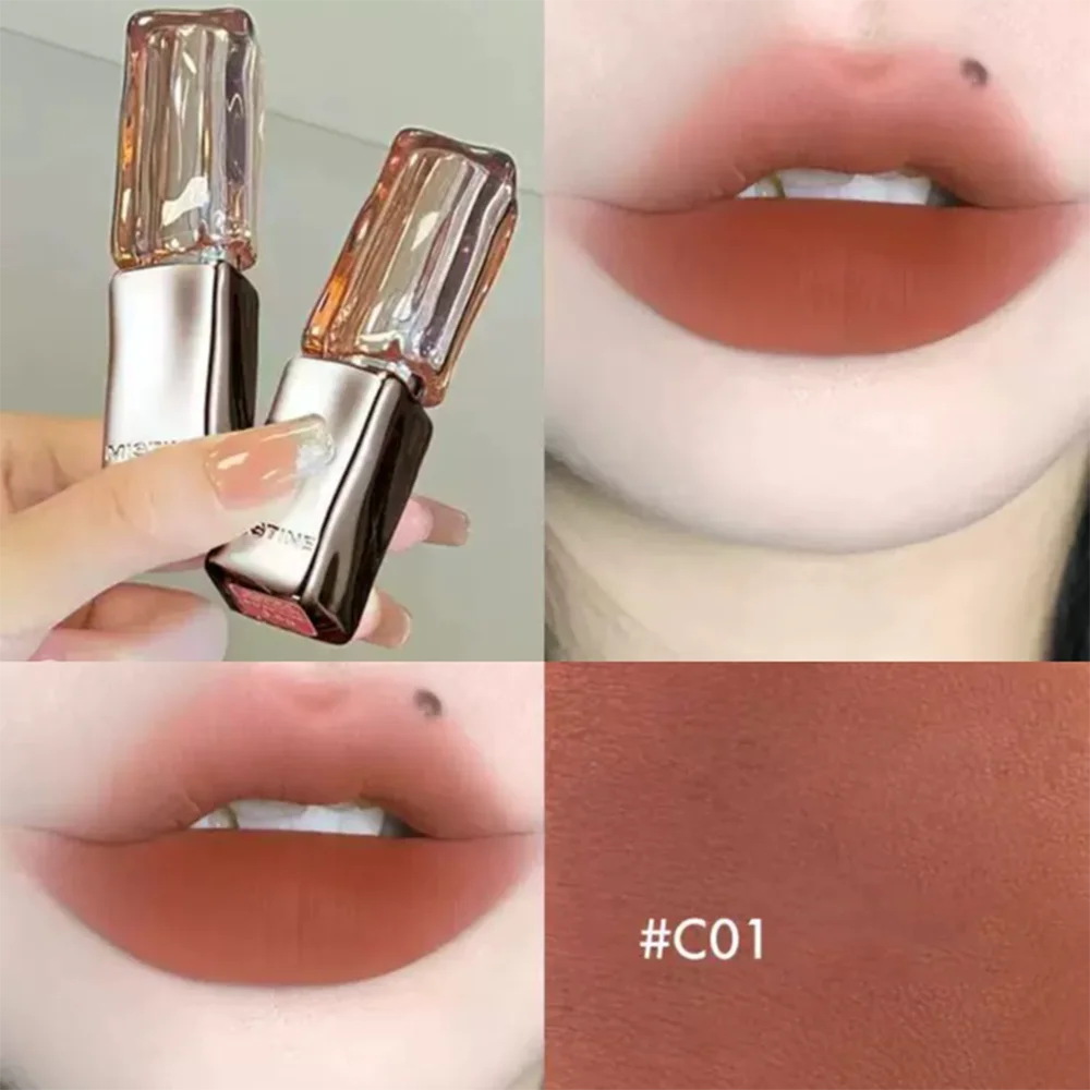 MISTINE Long-Lasting Lipstick Non-Transfer Coffee Ice Lipstick Glossy Liquid Lip Gloss Matte Red Brown Lip Color