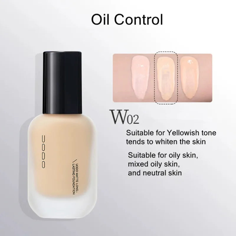 UODO Hydrating Oil-Control Foundation Liquid Long-Lasting Matte Finish Lightweight Formula For Oily&Combination Skin Base Makeup