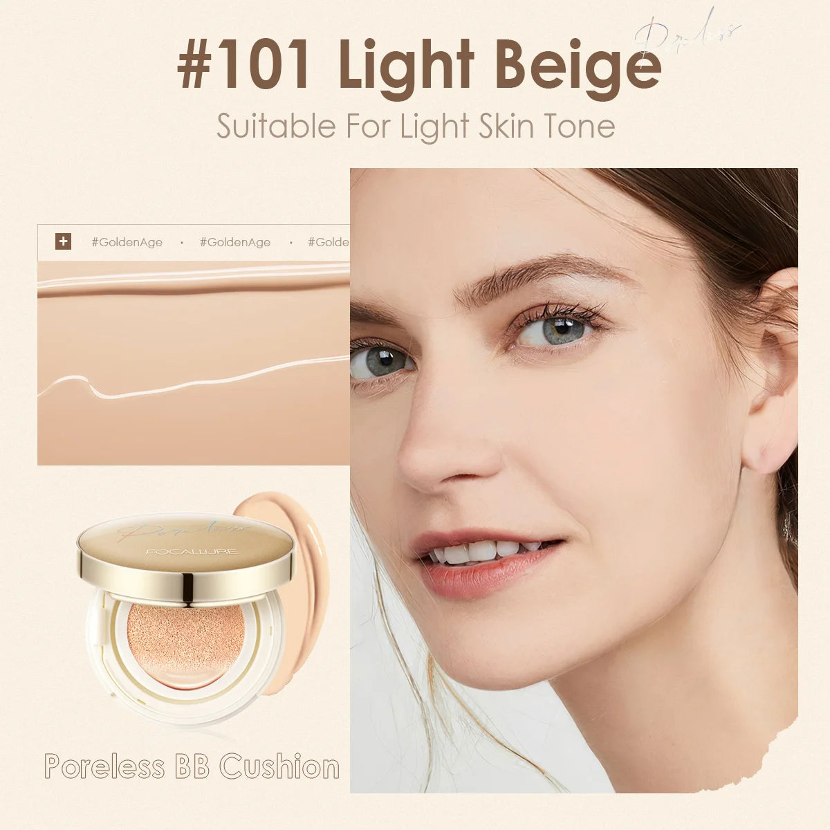 FOCALLURE Waterproof Matte Air Cushion Poreless BB＆CC Cream High Coverage Oil-control Soft Face Makeup Foundation Base Cosmetics