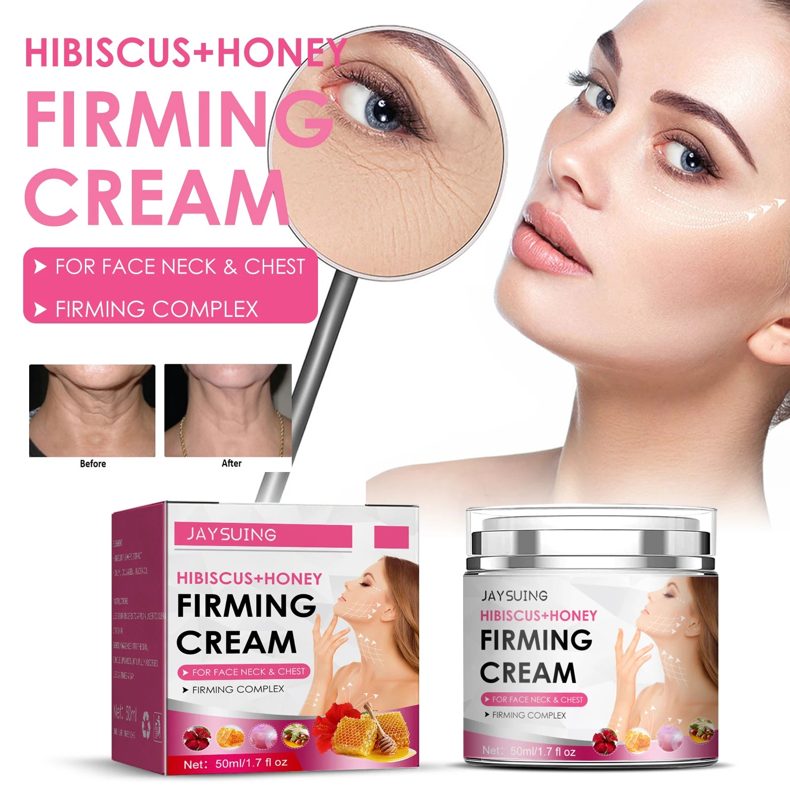 Hibiscus Honey Firming Cream fading fine lines, neck lines, Tightening and moisturizing skin, facial and neck massage crea