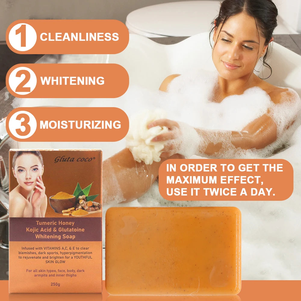 Gluta Coco Tumeric Honey Face Whitening Cleansing Soap