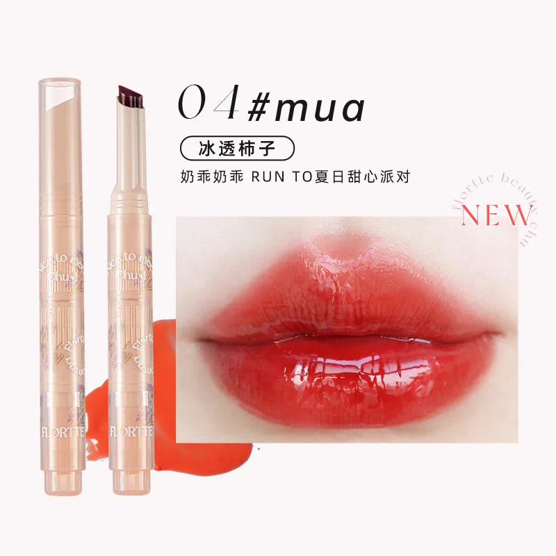 FLORTTE First Kiss Love Lipstick Pencil Lip Balm Mirror Shine Lip Glaze Lip Stick Korean Makeup Lipgloss
