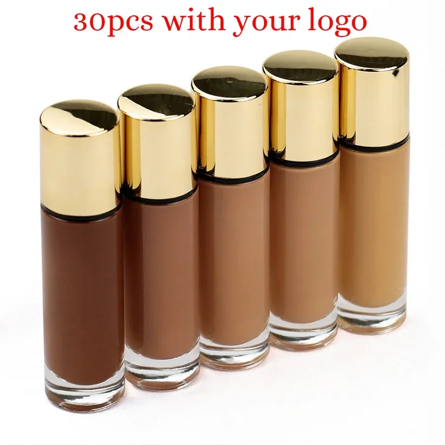 Round Bottle 12 Color Matte Moisture Waterproof All Kinds Skin Private Label Liquid Foundation Custom Base Make Up Bulk Makeup